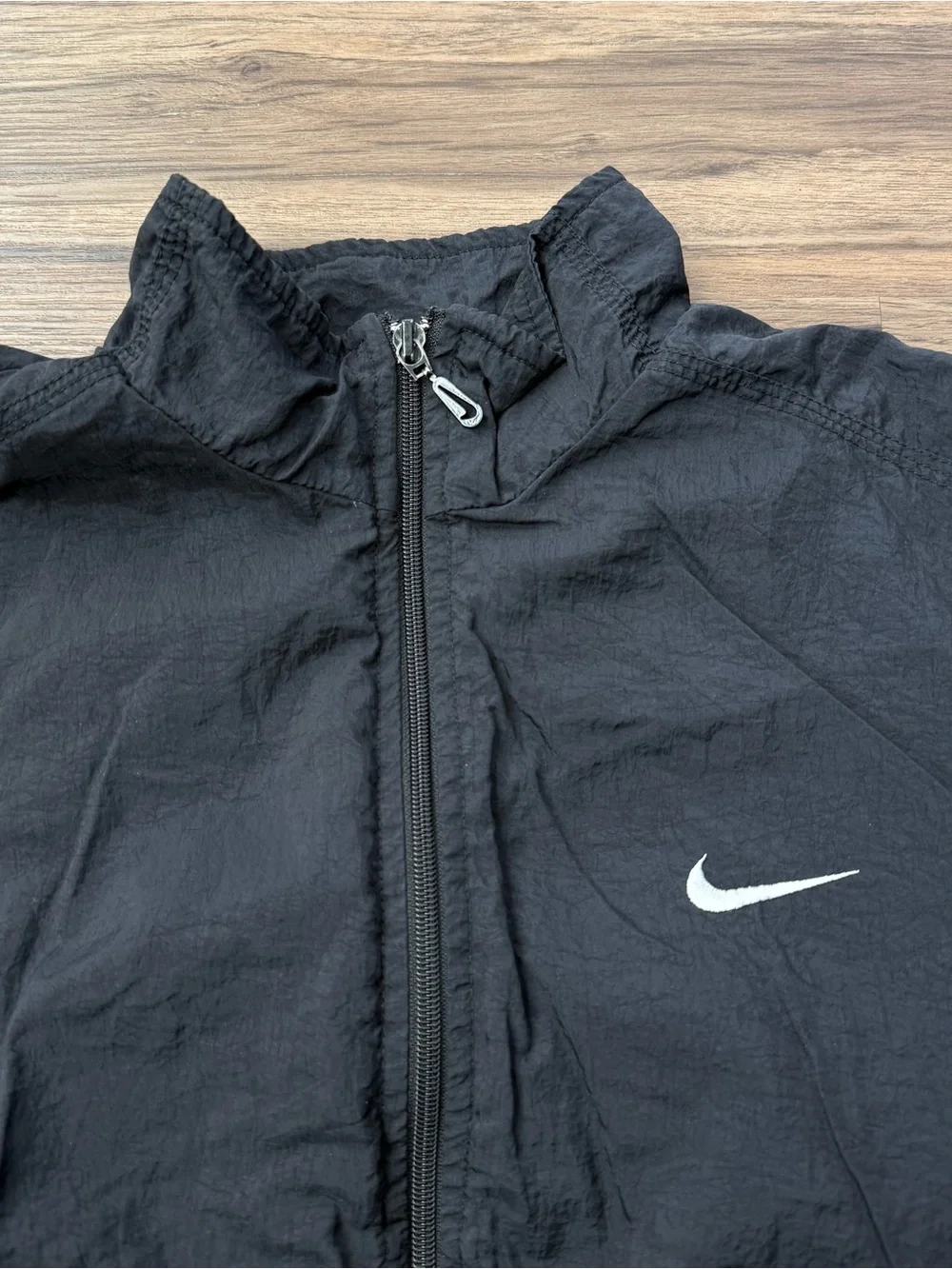 Vintage 90s Nike Black Windbreaker Jacket Big Back Embroidered Spellout Size M